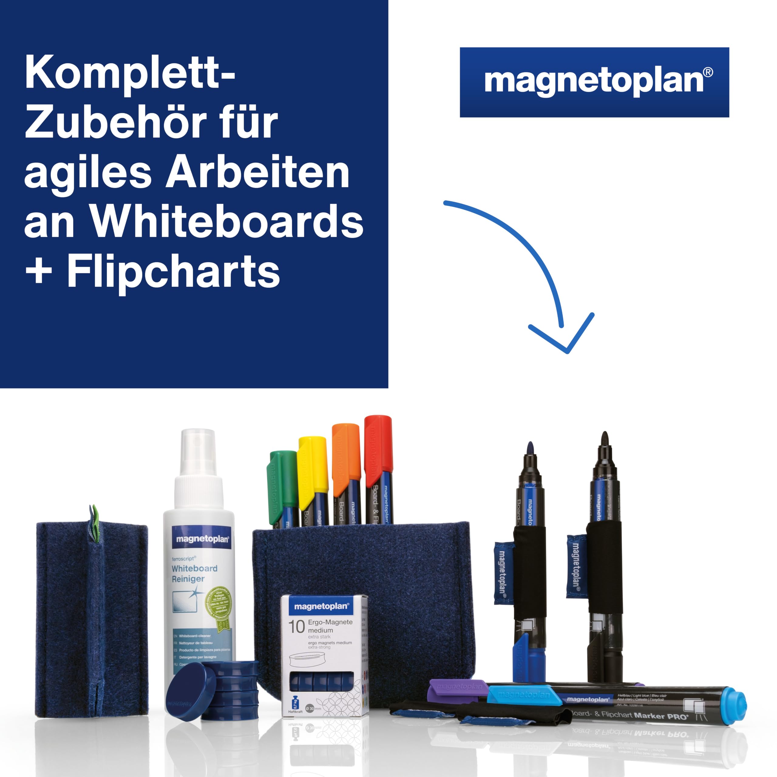 magnetoplan-pro-whiteboard-essentials-kit-blau-komplett-set image 2