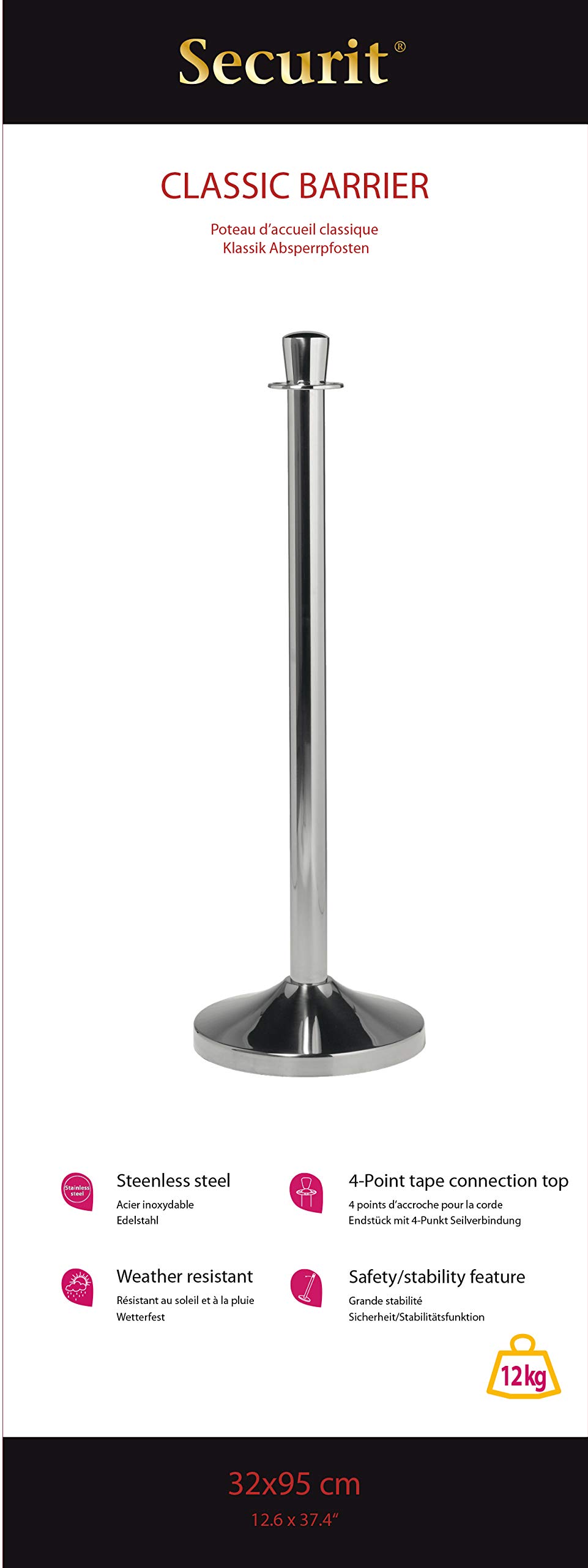 securit-classic-absperrpfosten-chrom-100-cm-stahl-pfosten image 6