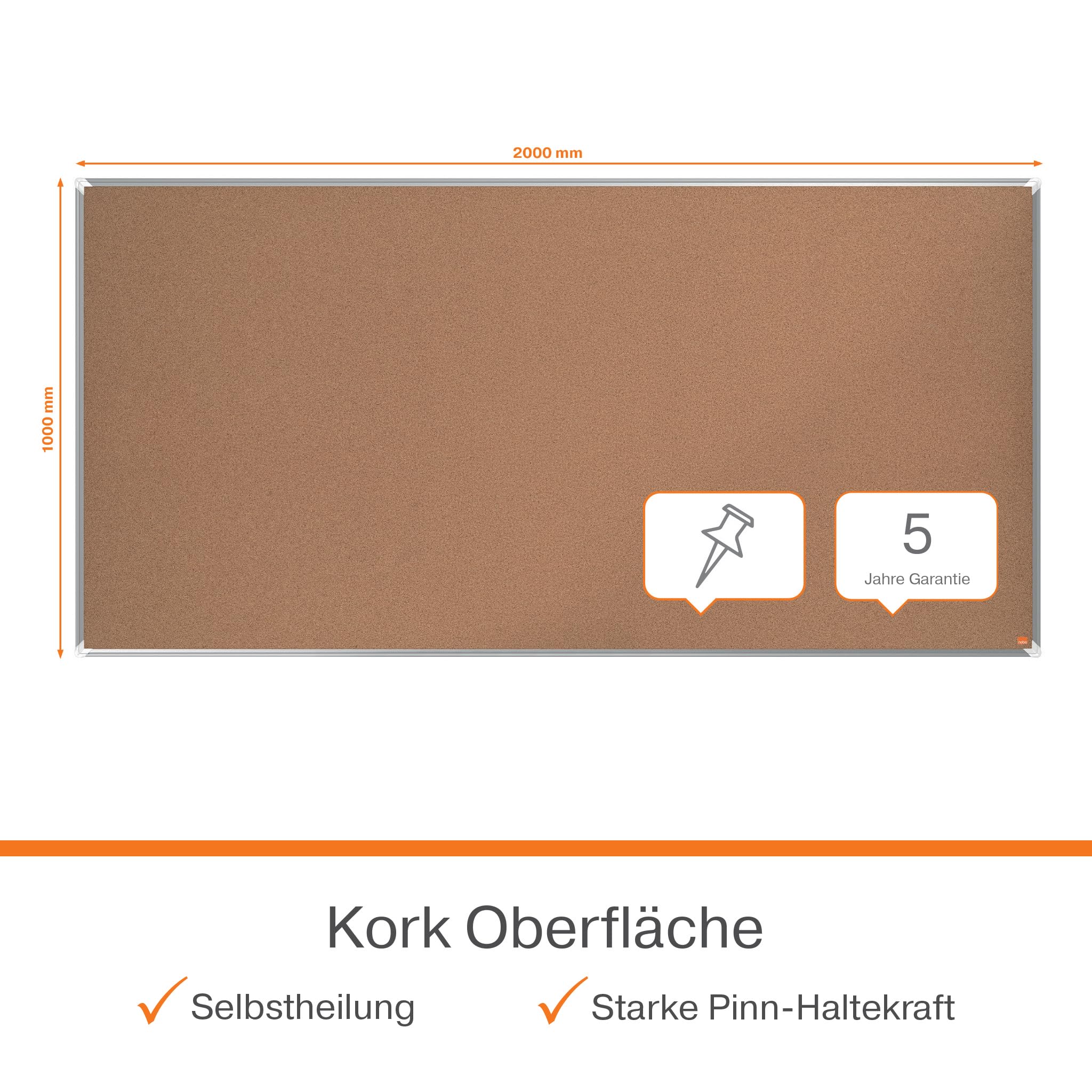 nobo-premium-plus-1915185-kork-notiztafel-100x200-cm-alu image 3