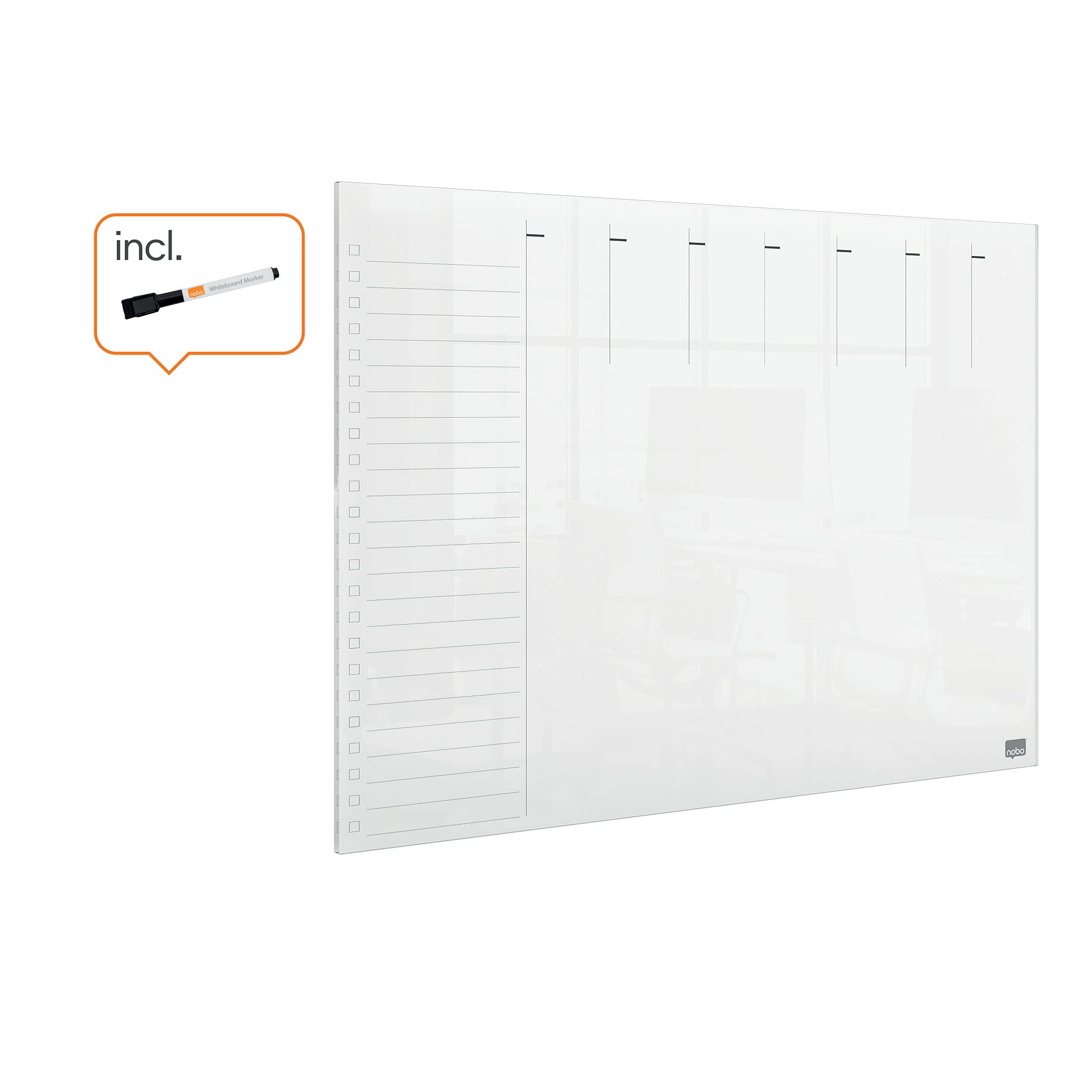 nobo-diamond-glass-1915615-mini-whiteboard-wochenplaner-a3-klar image 3