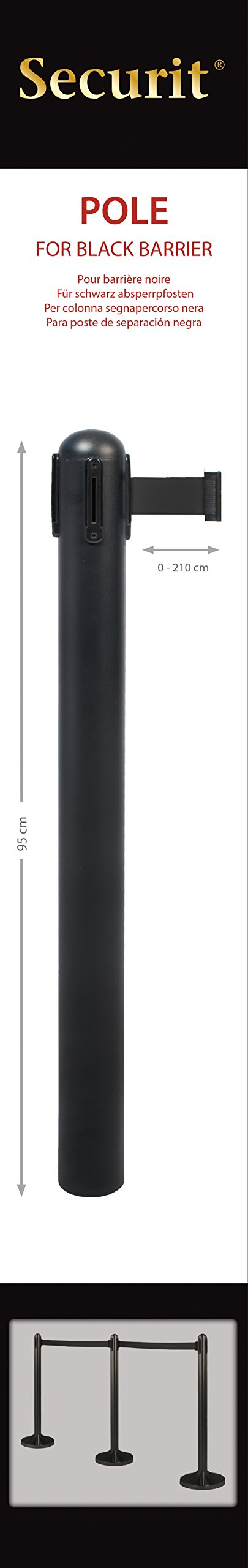 securit-retractable-absperrpfosten-mit-band-100cm-schwarz-edelstahl image 2