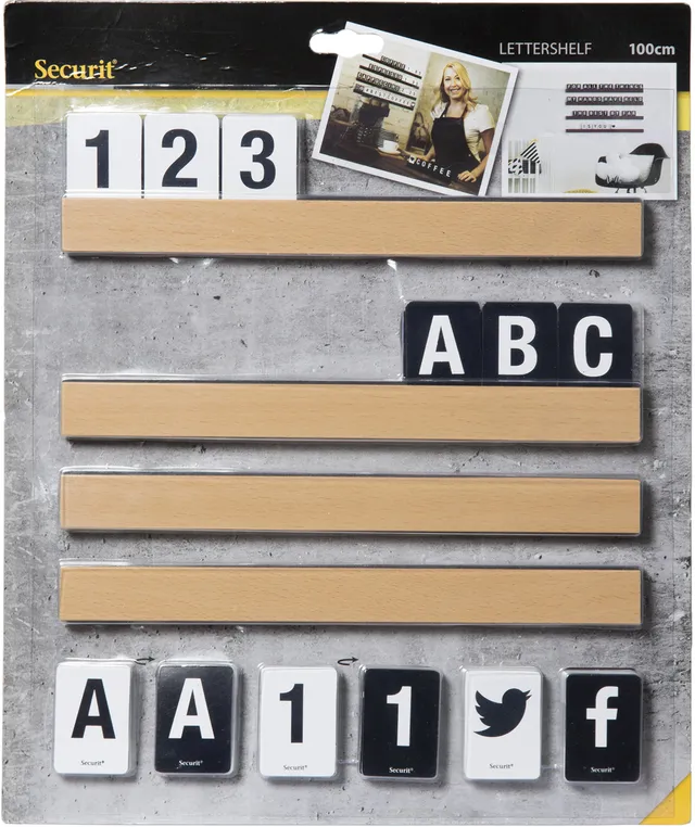 securit-magnetic-buchstaben-regal-teak-1-m-grau image 1