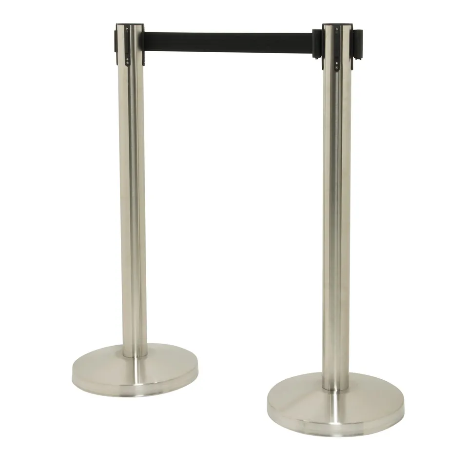 securit-retractable-absperrpfosten-2er-set-silber-chrom-schwarz image 1