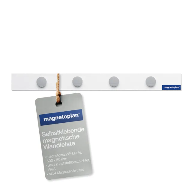 magnetoplan-magnetowand-magnetleiste-500mm-selbstklebend-wei image 1