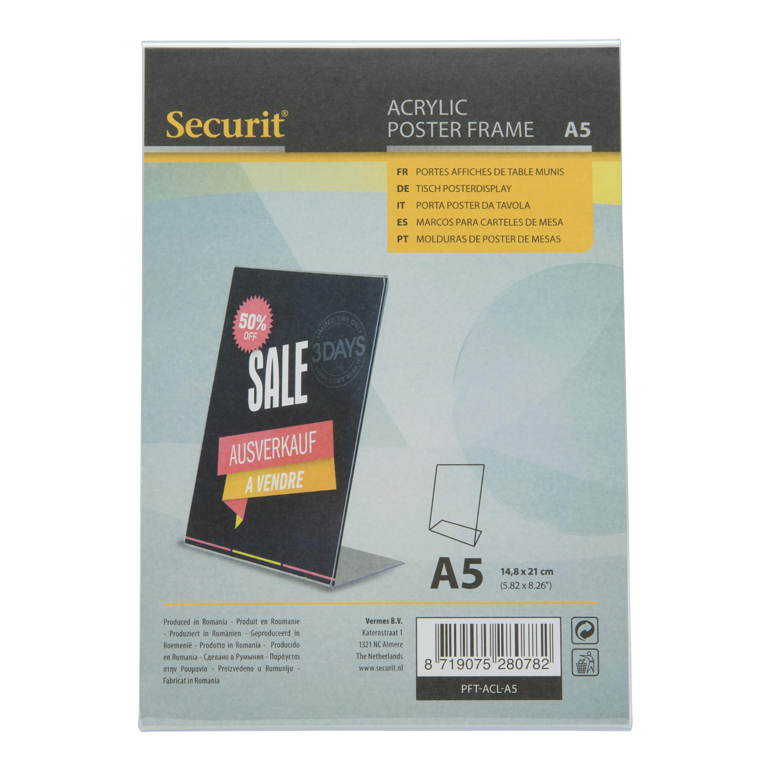 securit-l-shape-a5-posterhalter-l-form-transparent-hochformat image 1