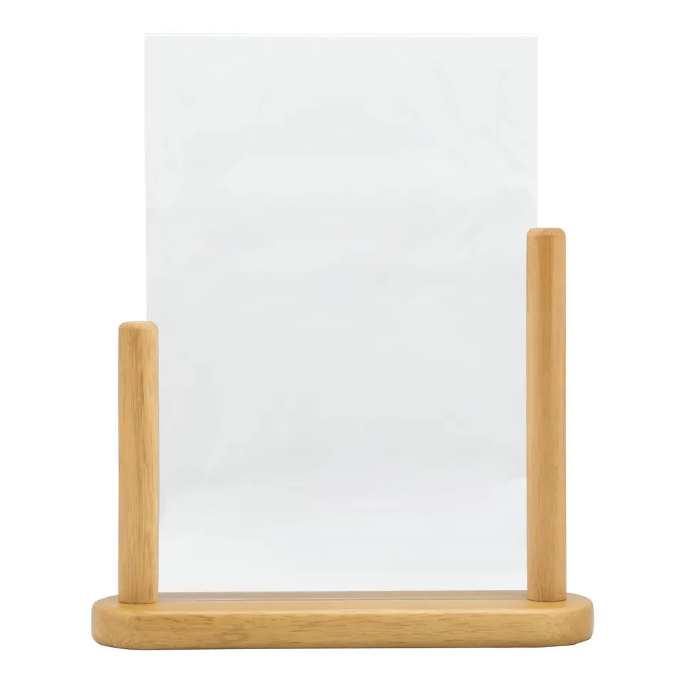 securit-elegant-tischaufsteller-a4-teak-holz-braun image 1