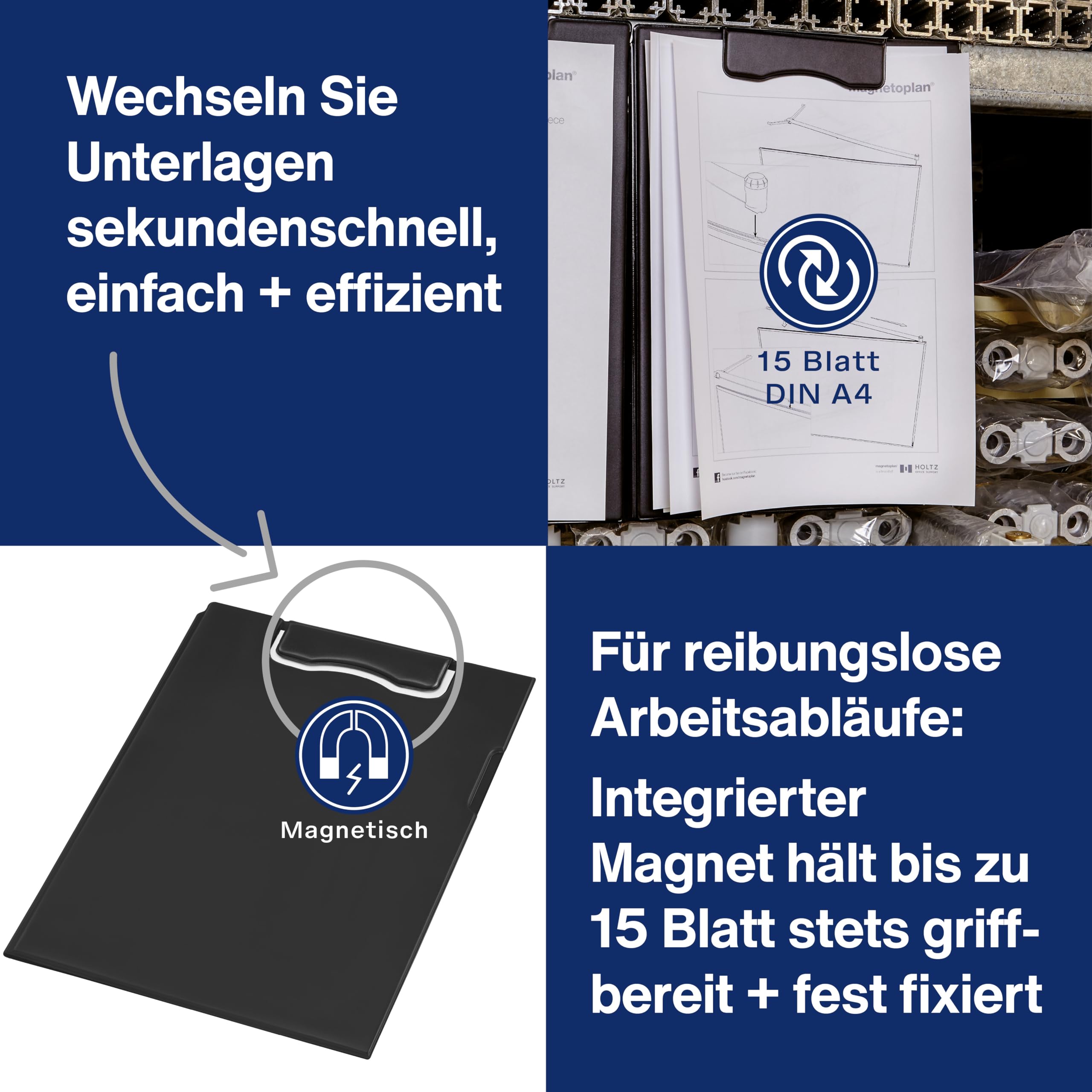 magnetoplan-pro-klemmbrett-mappe-a4-schwarz-magnetisch-mit-tasche image 4