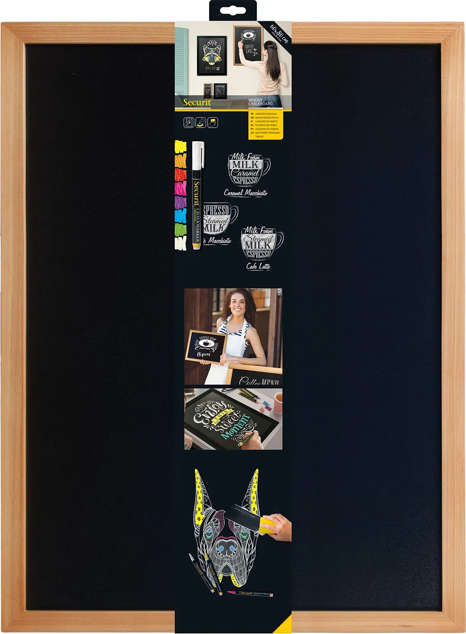 securit-universal-kreidetafel-teak-60x80cm-holzrahmen image 1