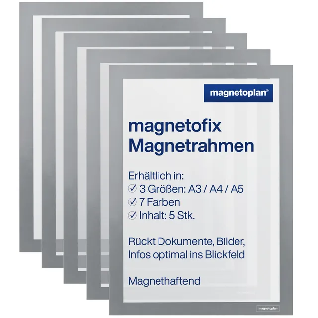 magnetoplan-magnetofix-magnetrahmen-a3-grau-5-st-ck-magnetisch image 1