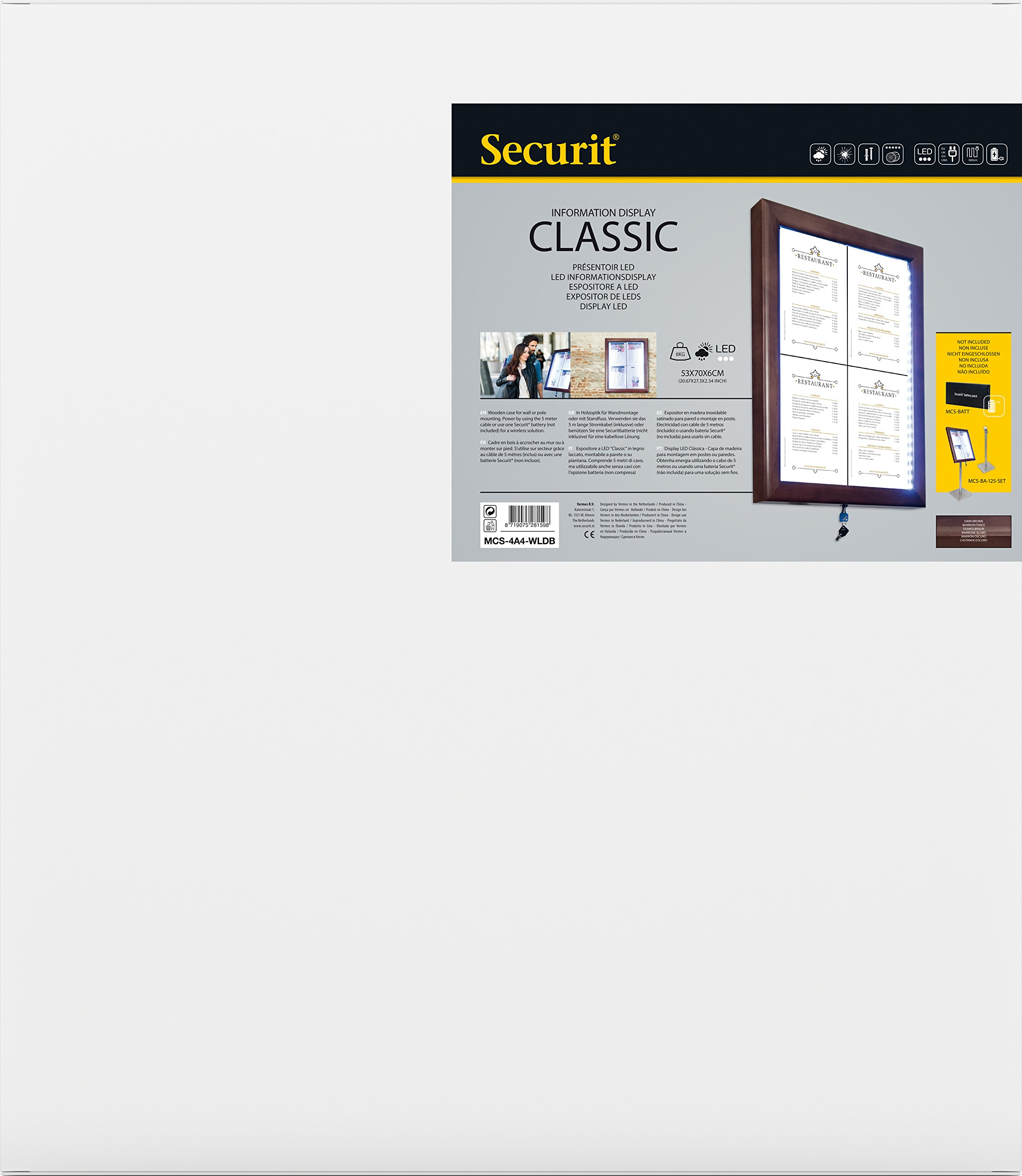 securit-classic-led-info-display-a2-braun-4x-a4-beleuchtet image 7