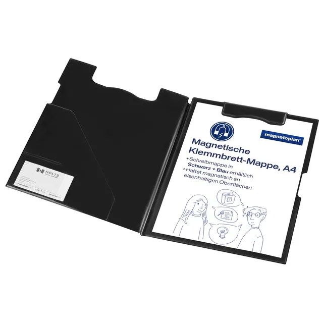 magnetoplan-pro-klemmbrett-mappe-a4-schwarz-magnetisch-mit-tasche image 1