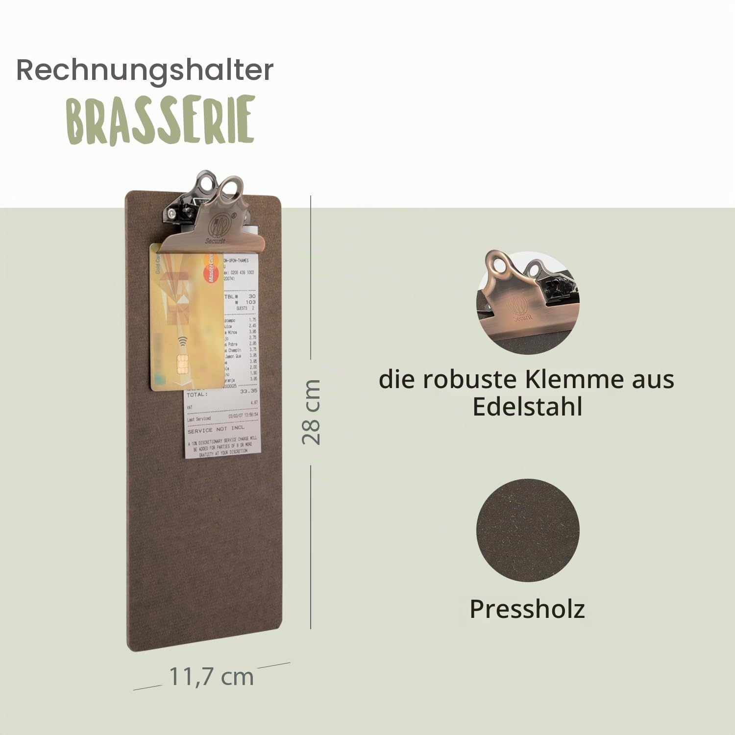 securit-basic-rechnungshalter-clipboard-clip-braun image 2