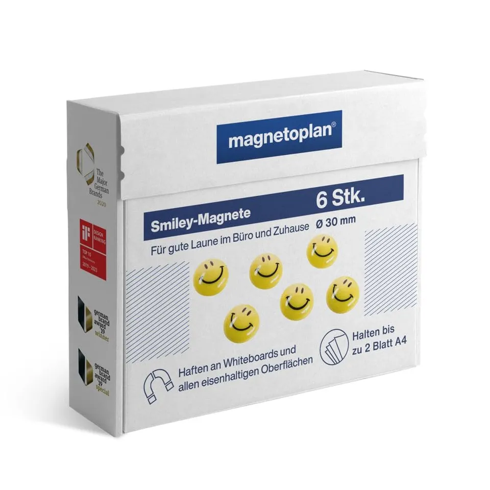 magnetoplan-discofix-smiley-magnete-30mm-6-st-ck-gelb image 1