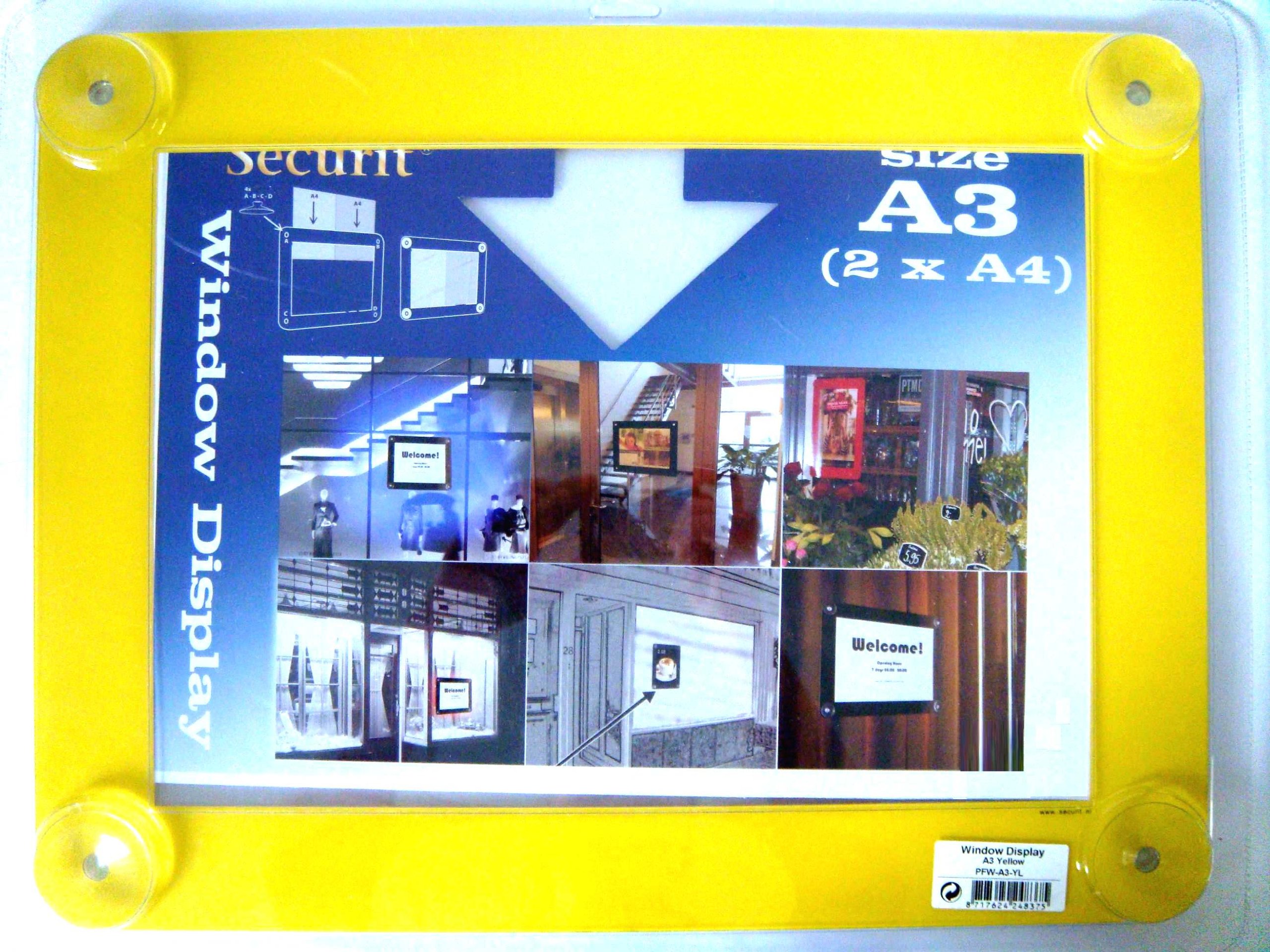 securit-crystal-fenster-schildhalter-a3-gelb-mit-saugn-pfen image 2