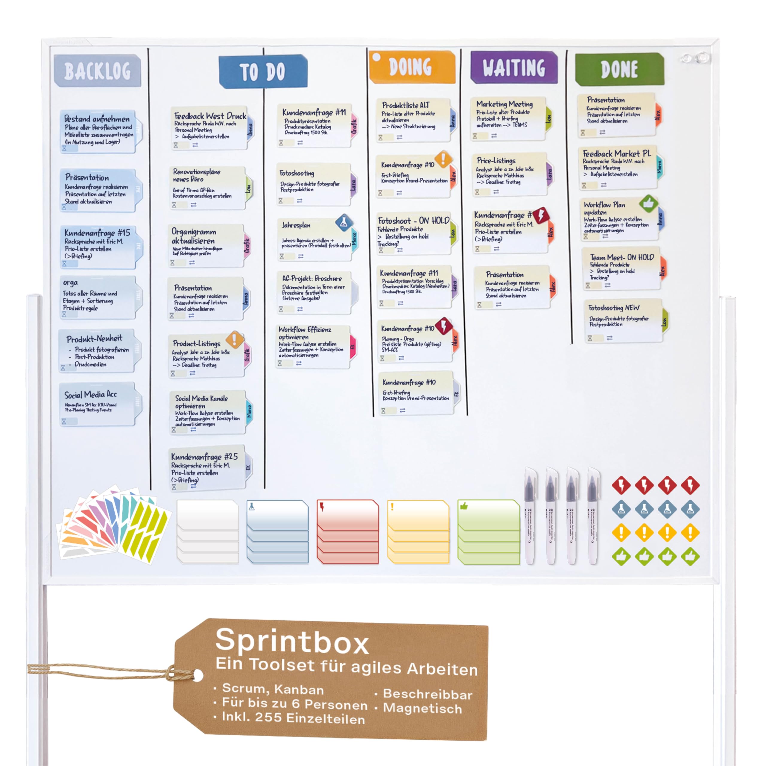 magnetoplan-scrumboard-sprintbox-scrum-set-255-teilig-magnetisch image 1