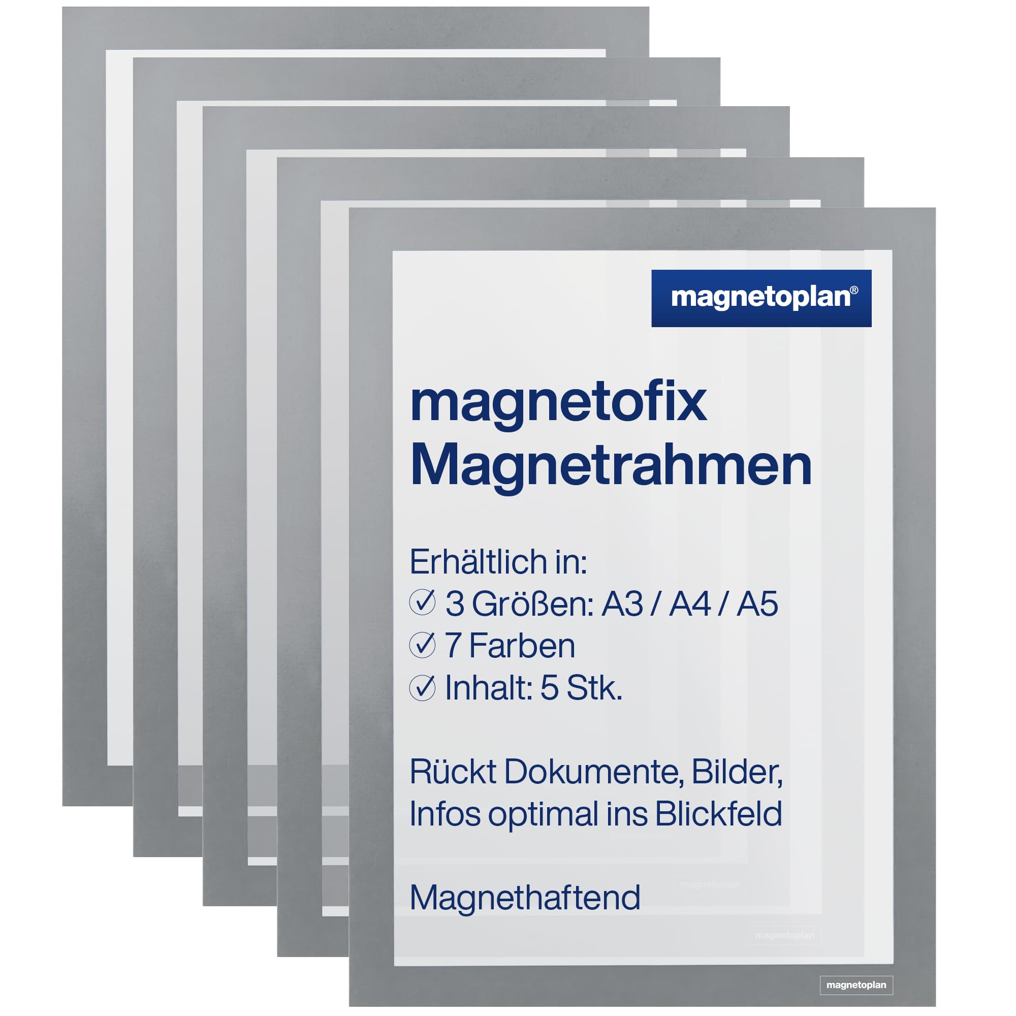 magnetoplan-magnetofix-magnetrahmen-a3-grau-5-st-ck-magnetisch image 1