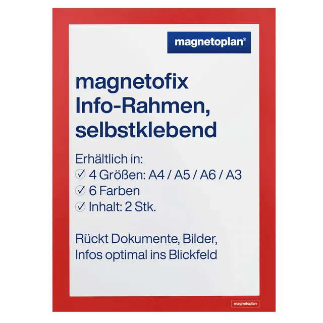 magnetoplan-magnetofix-info-rahmen-a4-rot-selbstklebend-2-stk image 1