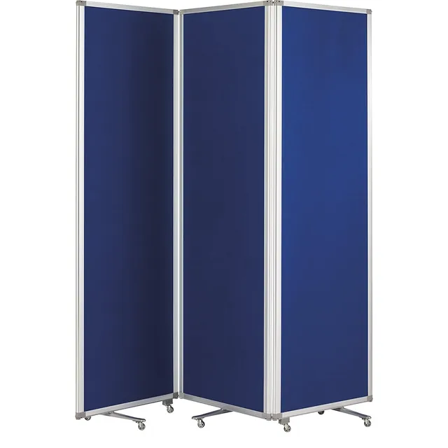 magnetoplan-variopin-faltwand-3-paneel-royalblau-mit-rollen-mobil image 1