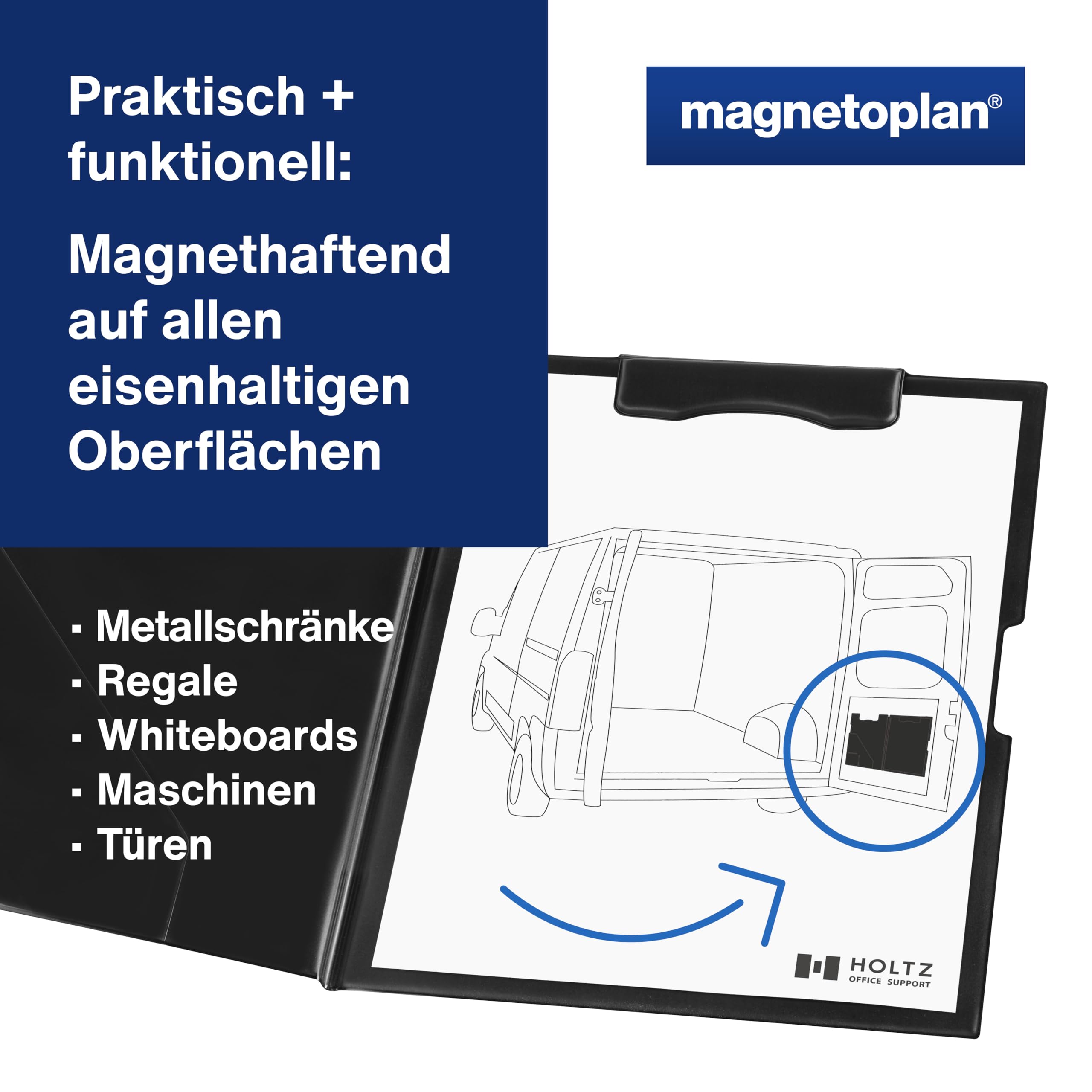 magnetoplan-pro-klemmbrett-mappe-a4-schwarz-magnetisch-mit-tasche image 2