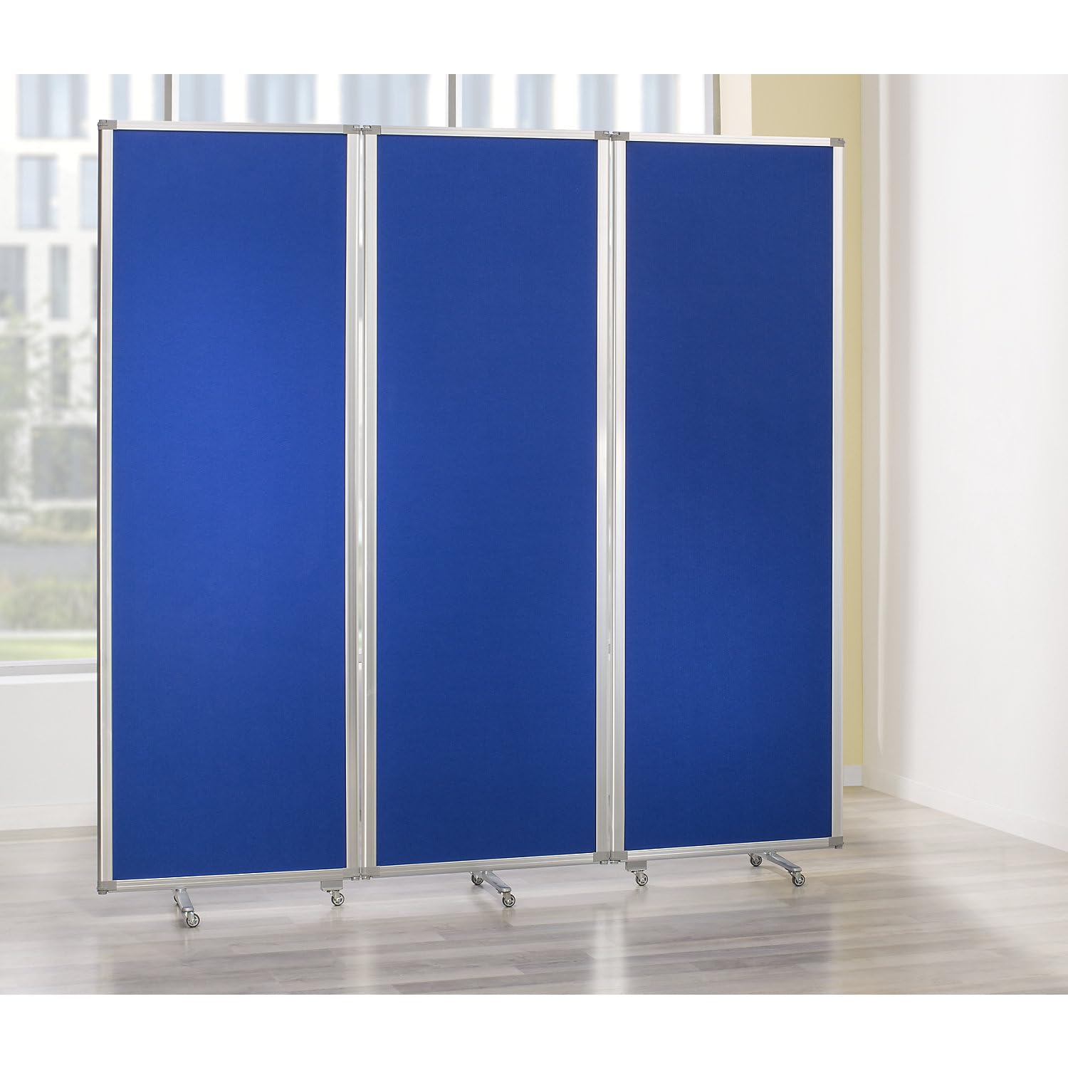 magnetoplan-variopin-faltwand-3-paneel-royalblau-mit-rollen-mobil image 5